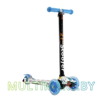Самокат 21st Scooter Maxi BL 036Z голубой, прозрачные колёса